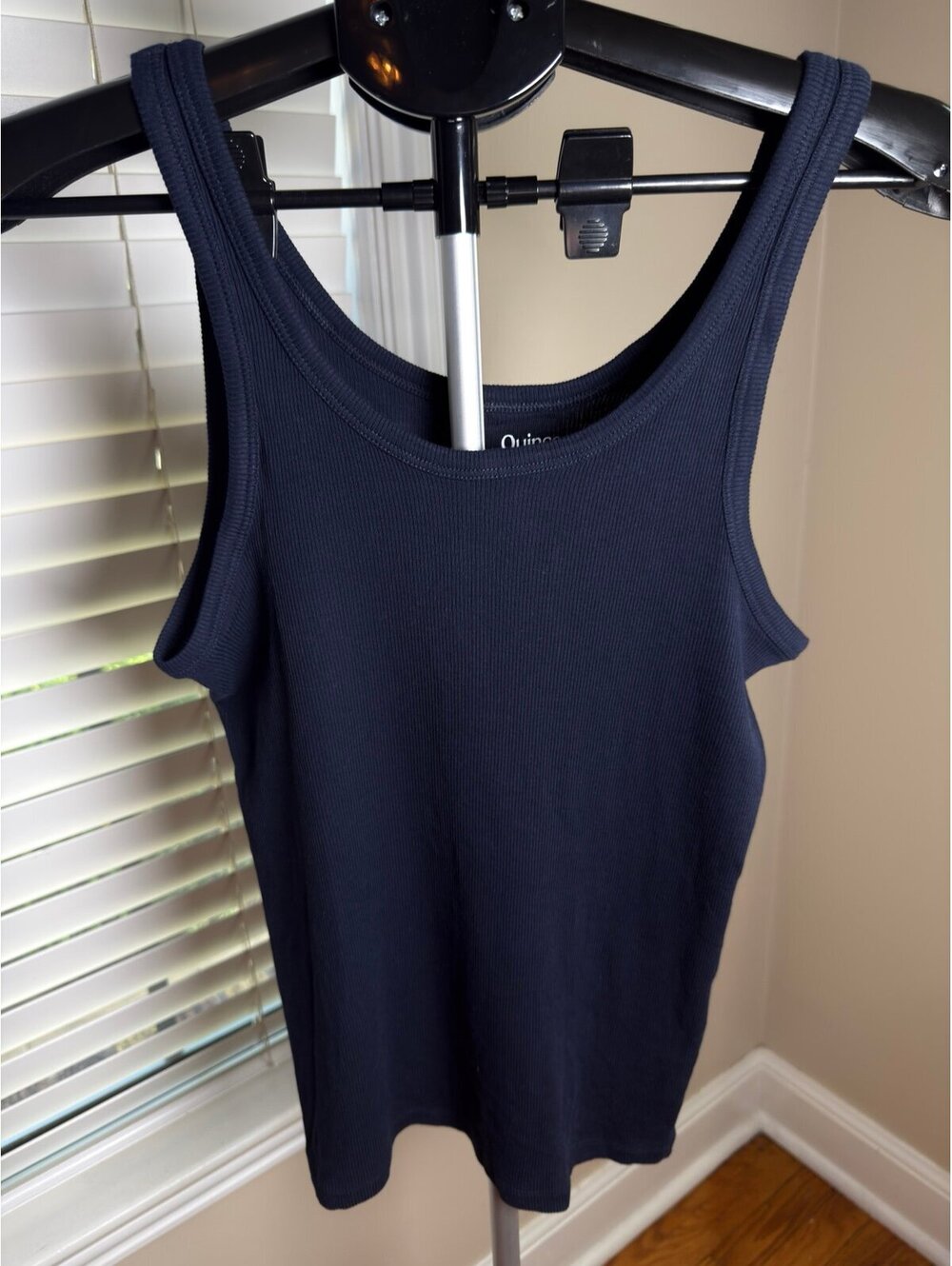 Quince Organic Cotton Micro Rib Scoop Neck Tank Deep Navy S NWOT Capsule Basic